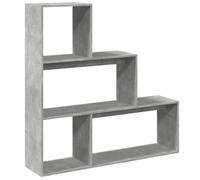 Teenpull Étagère séparatrice de pièce 3 Niveaux Gris béton en Bois d'ingénierie 123x29x123 cm, Organisateur de Rangement Multifonction, bibliothèque escalier