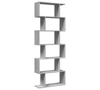 Teenpull Étagère séparatrice de pièce 6 Niveaux en Bois d'ingénierie Sonoma Gris 70x24x193 cm, Meuble de Rangement Multifonction, bibliothèque et Organisateur pour Salon et Chambre