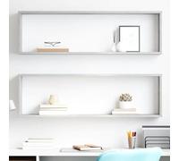 Teenpull Étagères Cube murales Gris béton en Bois d'ingénierie 2 pcs 100x15x30 cm étagères flottantes pour Rangement et décoration Murale pour Chambre ou Salon