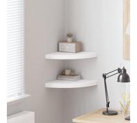 Teenpull Étagères d'angle flottantes Blanches 2 pièces MDF 35x35x3,8 cm avec Fixation Invisible pour Mur, Rangement Livres et décorations, Support Stable 5 kg