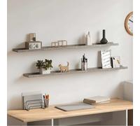 Teenpull Étagères murales flottantes 2 pcs Gris béton MDF 115x9x3 cm pour Rangement et décoration Murale Chambre Salon