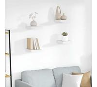 Teenpull Étagères murales flottantes 4 pcs chêne et Blanc 23x23,5x3,8 cm MDF avec Cadre métallique système Montage Invisible Rangement pour Mur Salon Chambre