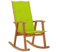 Teenpull Fauteuil à bascule avec coussins, bois massif d'acacia, vert clair, 57 x 100 x 117 cm, résistant aux intempéries, pour jardin et terrasse, détente en plein air