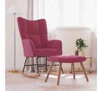 Teenpull Fauteuil à bascule avec tabouret, bordeaux, velours, moderne, confortable, pour salon, chambre à coucher, coin lecture, fauteuil rembourré