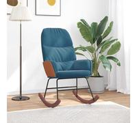Teenpull Fauteuil à bascule en velours bleu, fauteuil confortable pour salon, chambre à coucher, bureau, chaise longue relaxante confortable, fauteuil rembourré