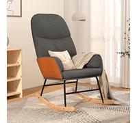 Teenpull Fauteuil à bascule gris foncé, chaise rembourrée, avec accoudoirs, fauteuil de lecture confortable pour le salon, la chambre à coucher et les heures de détente