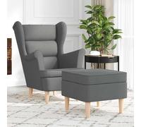 Teenpull Fauteuil avec Repose-Pied Gris foncé en Tissu Polyester 74x84x100 cm, Chaise d’appoint Confortable pour Salon, Chambre ou Bureau, Chaise Longue avec Mousse Haute résilience et Support