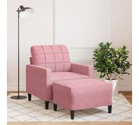 Teenpull Fauteuil avec tabouret rose, 60 cm, structure en métal, rembourrage épais, canapé confortable, pour salon, chambre à coucher, détente, fauteuil lounge moderne avec repose-pieds