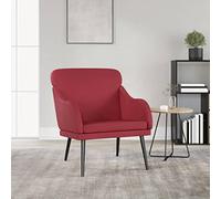 Teenpull Fauteuil bordeaux 63 x 76 x 80 cm, en cuir synthétique, chaise d'accentuation robuste pour salon, fauteuil de lecture confortable, chaise de chambre à coucher