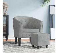 Teenpull Fauteuil Cabriolet Gris Clair en Velours avec Repose-Pied, Chaise de Salon Confortable, Fauteuil d'appoint pour Chambre à Coucher, Fauteuil de Lecture et Chaise d'angle Design élégant