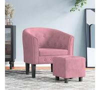 Teenpull Fauteuil Cabriolet Rose Velours avec Repose-Pied, Chaise de Salon Confortable, Fauteuil d'appoint pour Chambre et Bureau, Design tufté, Dimensions compactes, capacité 110 kg