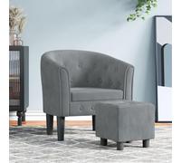 Teenpull Fauteuil Cabriolet Velours Gris foncé avec Repose-Pied, Fauteuil d'appoint Confortable, Chaise de Salon et Chambre, Fauteuil de Lecture rembourré, Chaise d'angle compacte pour intérieur