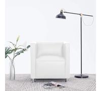 Teenpull Fauteuil cube blanc en cuir synthétique, 71 x 54 x 69 cm, chaise moderne pour salon et chambre à coucher, fauteuil de lecture confortable, charge maximale : 110 kg