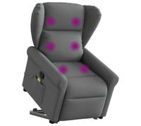 Teenpull Fauteuil de Massage inclinable Gris foncé en Tissu 72,5x87x100,5 cm avec Fonction Levage électrique, Massage par Vibrations 6 Points, Dossier inclinable 135°