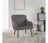 Teenpull Fauteuil de relaxation en cuir synthétique avec structure en métal - Gris - 63 x 76 x 80 cm - Chaise d'appoint confortable pour salon et chambre à coucher - Dossier haut