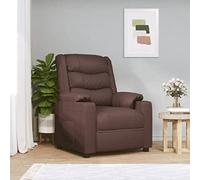Teenpull Fauteuil de relaxation en cuir synthétique marron, fonction couchée manuelle, dossier réglable, fauteuil de lecture confortable pour salon, chambre à coucher, 78,5 x 95,5 x 100 cm