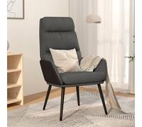 Teenpull Fauteuil de relaxation en tissu gris foncé, cuir synthétique, structure en métal, 70 x 77 x 98 cm, fauteuil de salon confortable pour un confort d'assise optimal, idéal comme fauteuil de