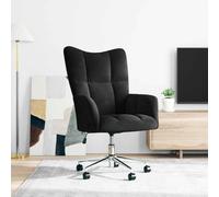 Teenpull Fauteuil de relaxation en velours noir - Réglable en hauteur - Pivotant avec roulettes - Chaise moderne pour salon, chambre à coucher, fauteuil de lecture, revêtement en velours, structure en