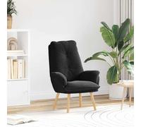 Teenpull Fauteuil de relaxation, noir, 61 x 78 x 98 cm, tissu Sherpa, pieds en bois d'hévéa, chaise moderne pour salon, chambre à coucher, confortable
