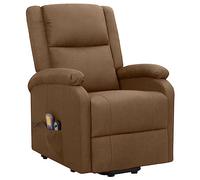 Teenpull Fauteuil électrique releveur Marron en Tissu avec Fonction Massage par Vibrations 6 Points, Dossier et Repose-Pied inclinables, télécommande, idéal pour Relaxation Salon Bureau Senior