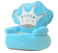 Teenpull Fauteuil en peluche pour enfant Prince bleu avec broderie couronne, 52 x 48 x 50 cm, antidérapant, rembourrage doux, chaise de jeu ergonomique, compacte, évolutive pour manger et jouer