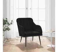 Teenpull Fauteuil en velours noir, 63 x 76 x 80 cm, structure en métal, chaise d'appoint confortable pour salon et chambre à coucher, canapé simple, robuste et stable