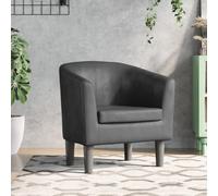 Teenpull Fauteuil Gris Similicuir, Chaise de Salon Confortable avec accoudoirs rembourrés, Fauteuil Cabriolet Robuste en Bois de pin, Chaise de Chambre pour Lecture et détente