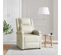 Teenpull Fauteuil inclinable Blanc en Similicuir Confortable avec Dossier et Repose-Pieds réglables, Fauteuil Lounge pour Salon et Chambre, Chaise d'appoint rembourrée avec Cadre Bois et métal