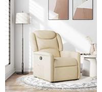 Teenpull Fauteuil inclinable crème en Tissu Confortable avec Cadre en Bois et métal, Fauteuil d'appoint pour Salon et Chambre, Chaise Longue avec Poche latérale Pratique