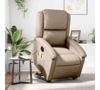 Teenpull Fauteuil inclinable de Massage électrique Cappuccino Similicuir avec 6 Points de Vibration, Moteur électrique pour Dossier et Repose-Pied, Fauteuil Confortable pour Salon