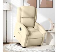 Teenpull Fauteuil inclinable électrique crème en Tissu 71x86,5x99,5 cm avec Moteur de Levage et Inclinaison 135 degrés, Confortable pour Salon et Chambre