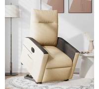 Teenpull Fauteuil inclinable électrique crème en Tissu Confortable avec Moteur pour Levage et Inclinaison, Dimensions 69x86x100 cm, Fauteuil de Salon et Lecture avec accoudoirs rembourrés