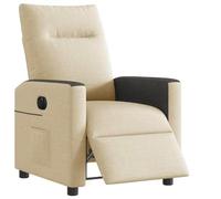 Teenpull Fauteuil inclinable électrique crème en Tissu Confortable, Fauteuil d’appoint pour Salon et Chambre, Chaise Longue avec accoudoirs, motorisé avec réglage Automatique