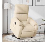 Teenpull Fauteuil inclinable électrique crème en Tissu Microfibre, Chaise Longue Confortable avec Moteur pour Salon, Chambre, Fonction Levage et Inclinaison pour détente optimale