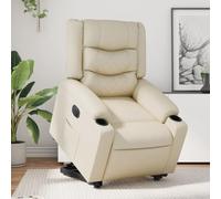 Teenpull Fauteuil inclinable électrique crème Similicuir avec Moteur pour Levage et Inclinaison, Fauteuil Confortable pour Salon et Chambre, Chaise Lounge avec accoudoirs Larges et Poche latérale