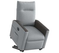Teenpull Fauteuil inclinable électrique Gris Clair en Tissu avec Moteur pour Levage et Inclinaison, Confortable pour Salon, Chambre et Lecture, avec accoudoirs rembourrés et Poche latérale Pratique