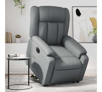 Teenpull Fauteuil inclinable électrique Gris en Similicuir avec Moteur pour Levage et Inclinaison, Fauteuil Confortable pour Salon, Chambre ou Coin Lecture