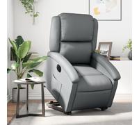 Teenpull Fauteuil inclinable électrique Gris Similicuir avec Moteur pour Levage et Inclinaison, Fauteuil Confortable pour Salon et Chambre, Chaise Lounge avec accoudoirs Larges et Poche latérale