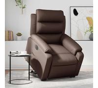 Teenpull Fauteuil inclinable électrique Marron en Similicuir avec Moteur pour Levage et Inclinaison, Fauteuil Confortable pour Salon, Chambre, Lecture, Dossier réglable jusqu'à 135 degrés