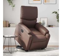 Teenpull Fauteuil inclinable électrique Marron en Similicuir Confortable avec Moteur de Levage, Dossier et Repose-Pieds réglables, Chaise de Salon, Fauteuil de Lecture, siège d’appoint pour Chambre