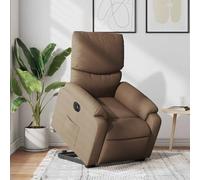 Teenpull Fauteuil inclinable électrique Marron Tissu avec Moteur pour Inclinaison et Levage, Fauteuil Confortable pour Salon, Chambre, Lecture, Fauteuil d’appoint avec accoudoirs Larges et Poche