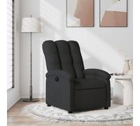 Teenpull Fauteuil inclinable en Tissu Noir avec Dossier réglable 135 degrés, Assise Confortable 70x93x101 cm, Cadre métal et Bois Stable, Poche latérale Pratique, Chaise de Salon et Lecture