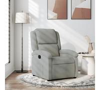 Teenpull Fauteuil inclinable en Velours Gris Clair avec Cadre Bois et métal, Fauteuil Lounge Confortable avec Fonction d'inclinaison Manuelle, Chaise de Salon pour Lecture et détente intérieure