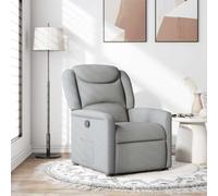 Teenpull Fauteuil inclinable Gris Clair en Tissu Confortable avec Cadre métal et Bois, Fonction Manuelle Jusqu’à 135 degrés, Poche latérale, idéal comme Fauteuil Lounge, Salon ou Chambre