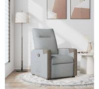 Teenpull Fauteuil inclinable Gris Clair en Tissu Confortable avec Fonction d'inclinaison Manuelle, Cadre Solide en métal et Bois, Fauteuil Lounge pour Salon, Chambre et Coin Lecture
