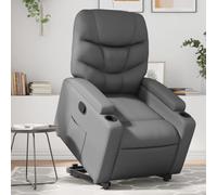 Teenpull Fauteuil inclinable Gris en Similicuir avec Fonction Levage électrique, Fauteuil de Salon Confortable et Durable, Chaise d'appoint, Fauteuil de Lecture, siège Relax pour Chambre et séjour