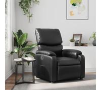 Teenpull Fauteuil inclinable Noir en Similicuir Confortable avec accoudoirs rembourrés, Poche latérale, Structure Bois et métal Stable, Fauteuil Lounge Parfait pour Salon, Chambre et Lecture