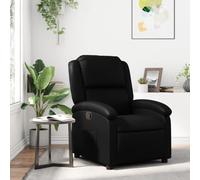 Teenpull Fauteuil inclinable Noir en Similicuir Confortable avec Dossier réglable Jusqu’à 135 degrés, accoudoirs Larges, Poche latérale Pratique, Chaise de Salon et Fauteuil de Lecture pour intérieur