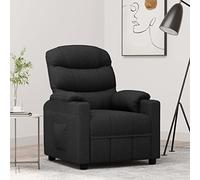 Teenpull Fauteuil inclinable Noir en Tissu Confortable avec Cadre en Bois et métal, Fauteuil Lounge d'intérieur réglable pour Salon, Chambre, Coin Lecture, Chaise d'appoint