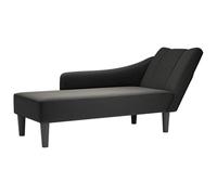 Teenpull Fauteuil Long Noir en Tissu Polyester Doux, Accoudoir Droit, 140x56x66 cm, Siège Confortable pour Salon, Chambre, Bureau, Capacité 110 kg